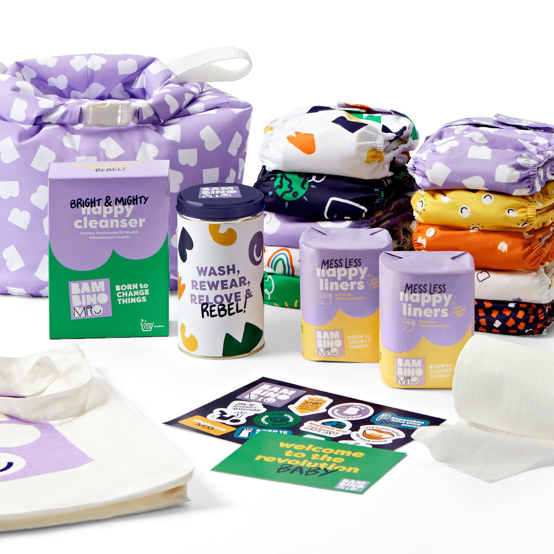 Bambino Mio, wiederverwendbare Windeln im Set - Little Rebel Box, 10 x Stoffwindeln, Windelvlies, We