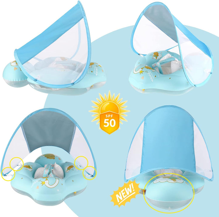 WYRIAZA Schwimmring Baby, Schwimmhilfe Baby | Baby Schwimmring mit Sonnendach SPF 50+ | Rüsten sie B