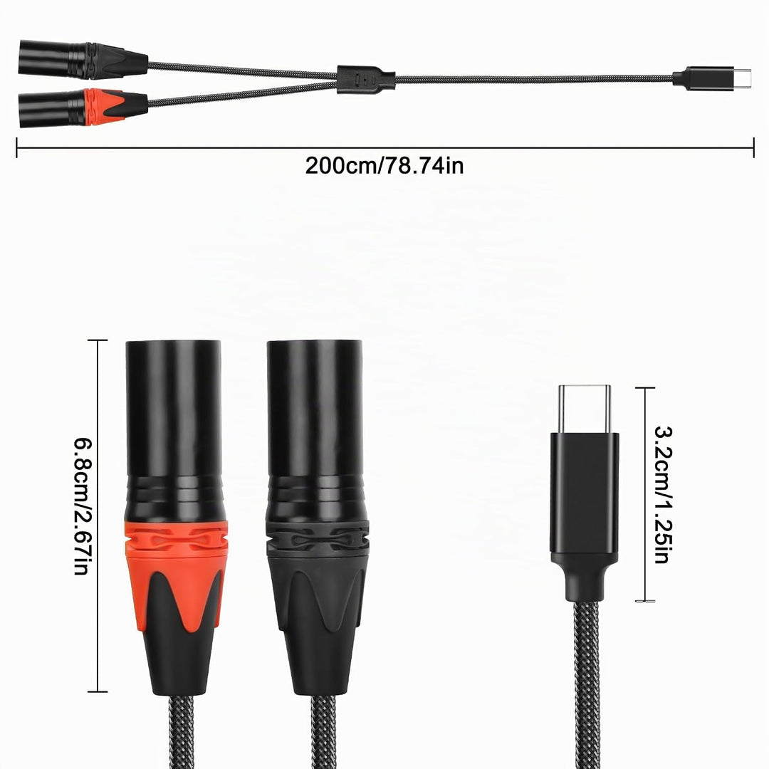 XMSJSIY USB C auf Dual XLR Mikrofonkabel Typ C Stecker auf XLR Stecker Stereo Verstärker Kabel Audio