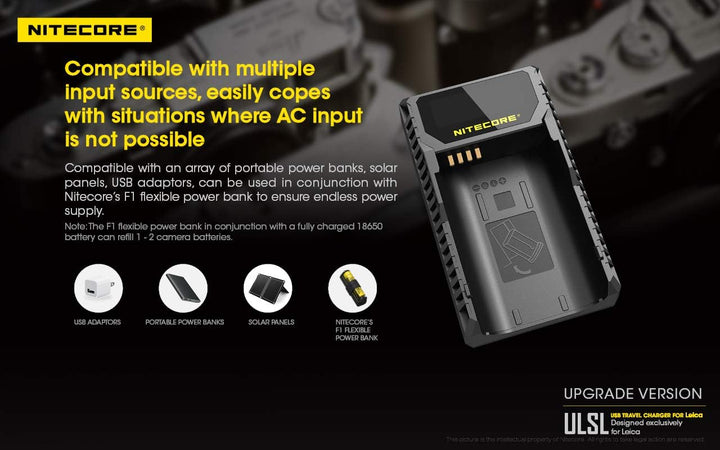 Nitecore ULSL USB-Ladegerät mit LCD-Display , Leica BP-SCL4, Leica BP-SCL4