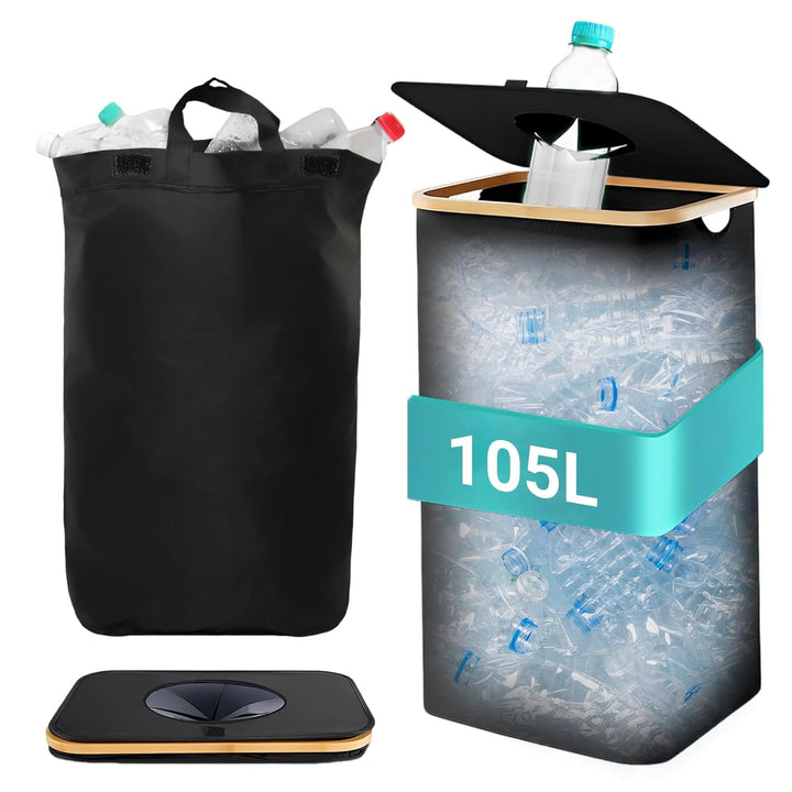 105L Pfandflaschen Sammelbehälter,Gross Pfandflaschen Behälter für 30-50 Flaschen Recycling Behälter