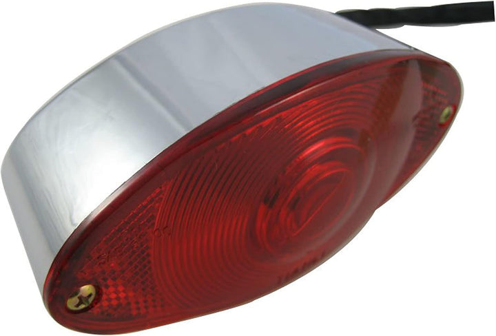 Alchemy Parts Motorrad Brems Rücklicht Chrom Oval - Rot Linse - Homologated