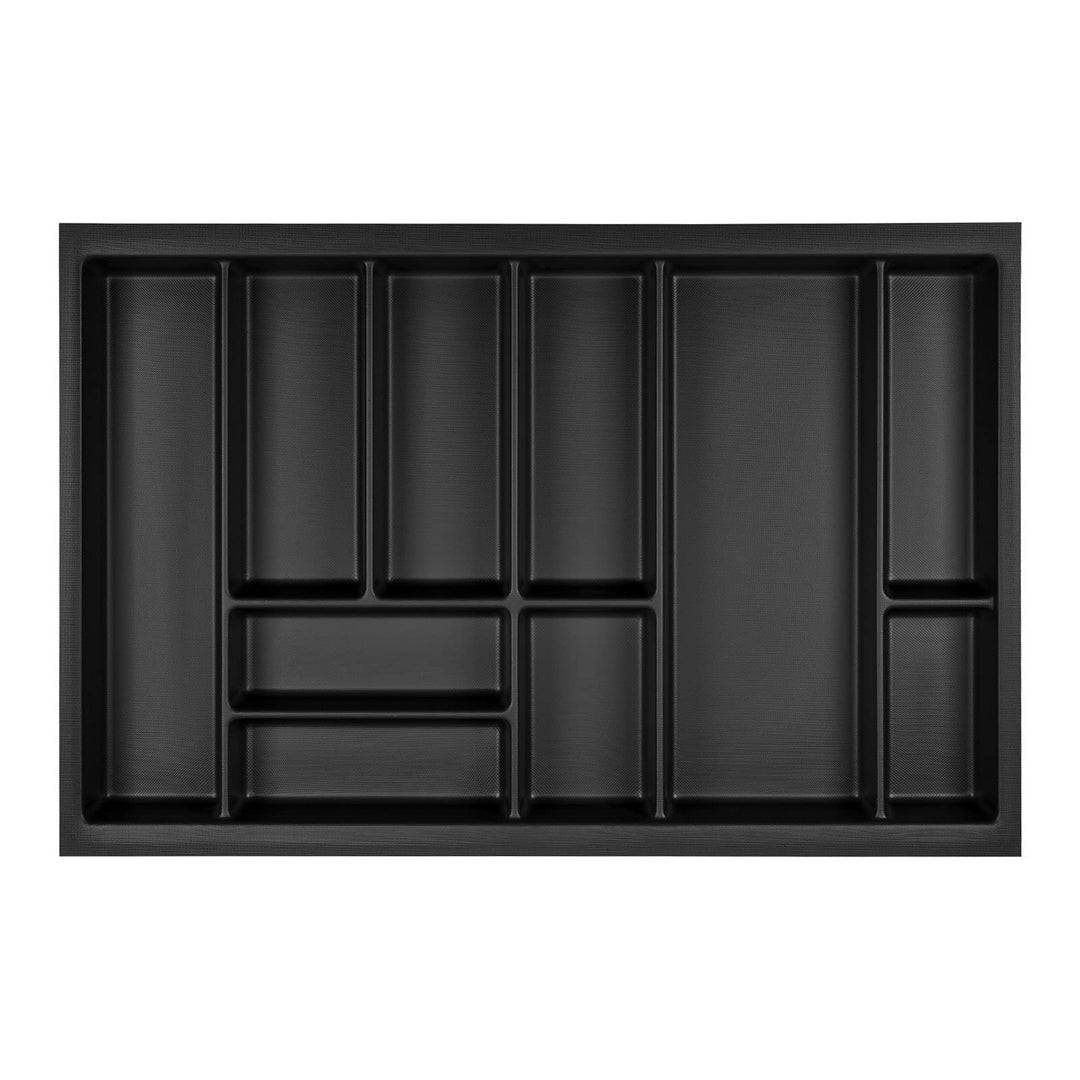 Orga-Box Junker Slim Besteckeinsatz 725 x 476 mm Lavagrau mit Perlstruktur für 80er Schränke Küchen