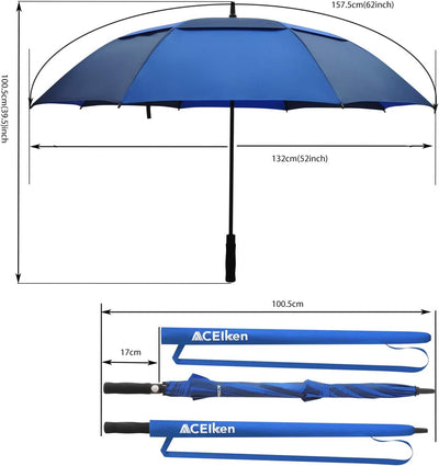 ACEIken Regenschirm Gross XL/XXL - Sturmfest, Automatisch Öffnend, mit Doppeldach Belüftung - Hochwe