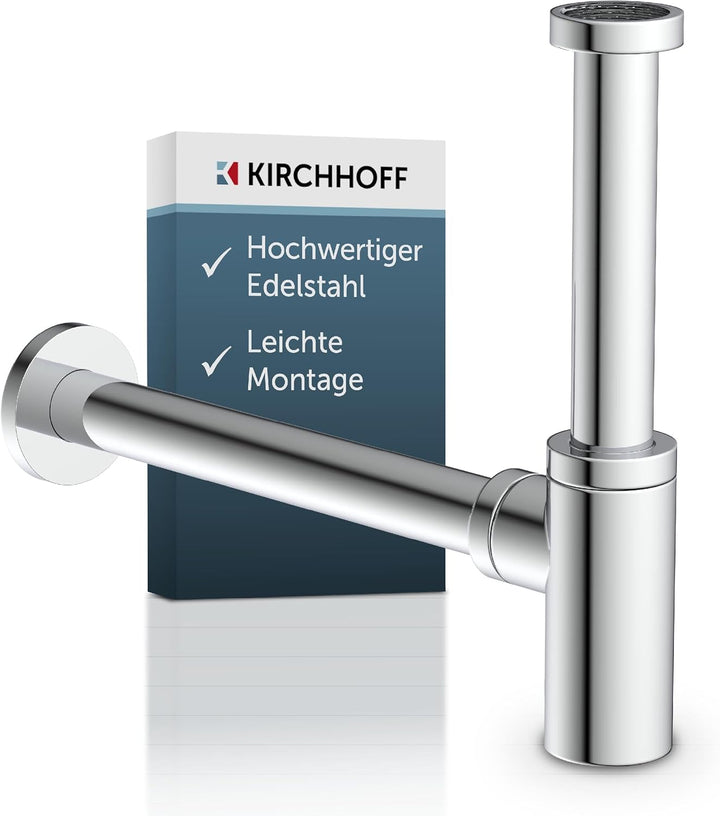 Kirchhoff Design Siphon, Abfluss, Ablaufgarnitur für Waschbecken und Waschtisch, Geruchsverschluss m