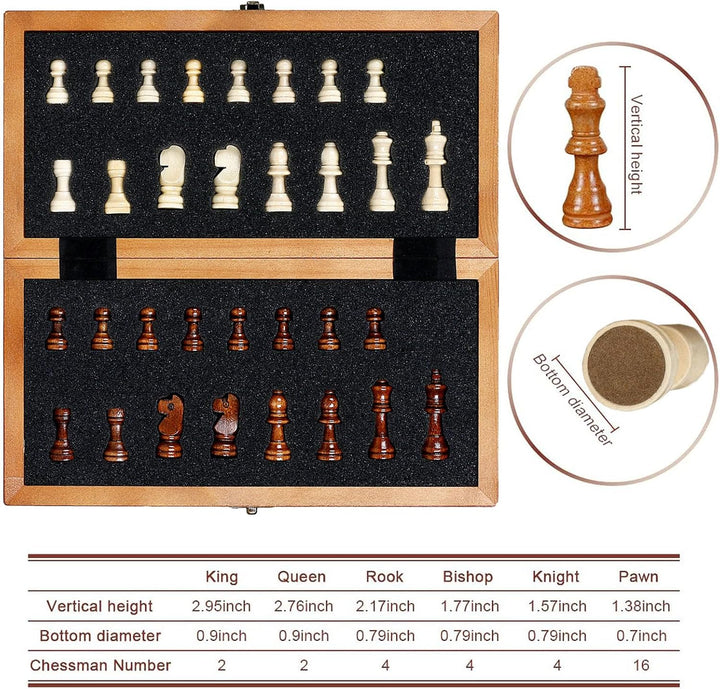 Syrace Schachspiel Schach Schachbrett aus Holz für Kinder und Erwachsene, Zusammenklappbar, Handgefe