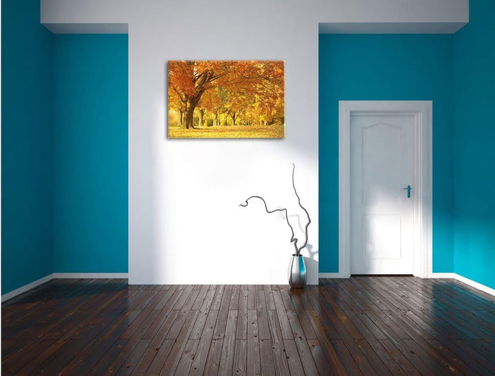 Pixxprint schöne Herbstlandschaft Kunst Buntstift Effekt, Format: 100x70 auf Leinwand, 100x70