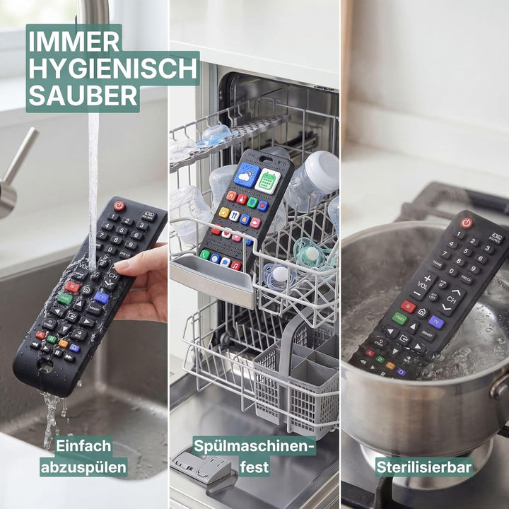 Baby Fernbedienung + Baby Telefon & Beissring - 100% Silikon Beissspielzeug, lebensechtes Spielzeug-
