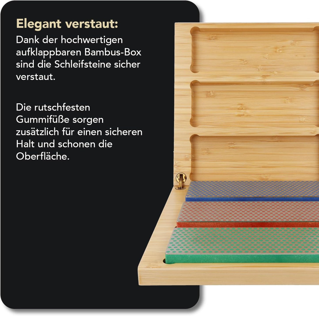 DMT Diamant-Schärfstein in Box aus Hartholz, 15,2 cm / 6 Zoll, Set mit 3 Schärfsteinen in 3 Körnunge