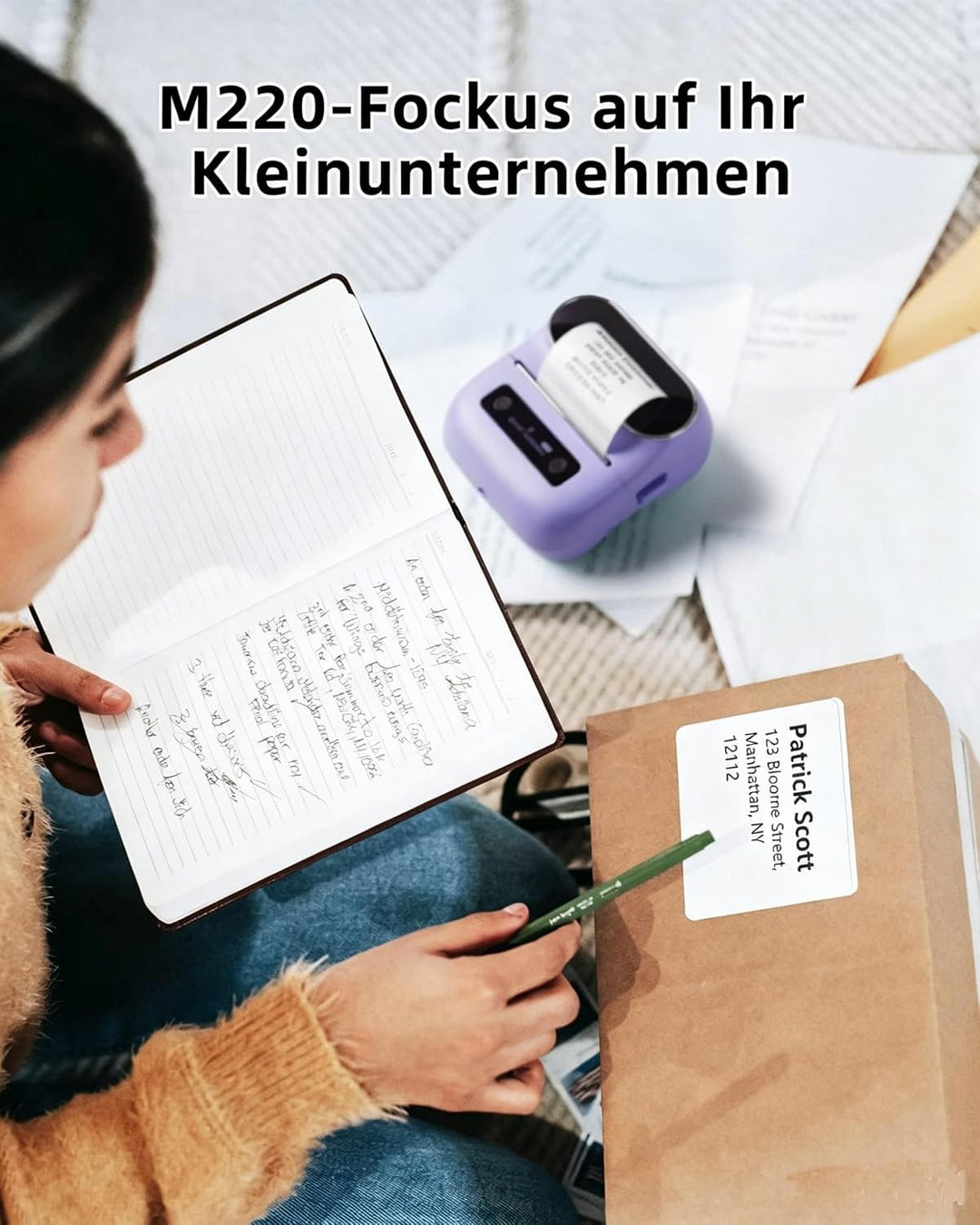 Phomemo M220 Etikettendrucker, Bluetooth Thermo Etikettendrucker für Barcode, Adresse, Haus, Versand