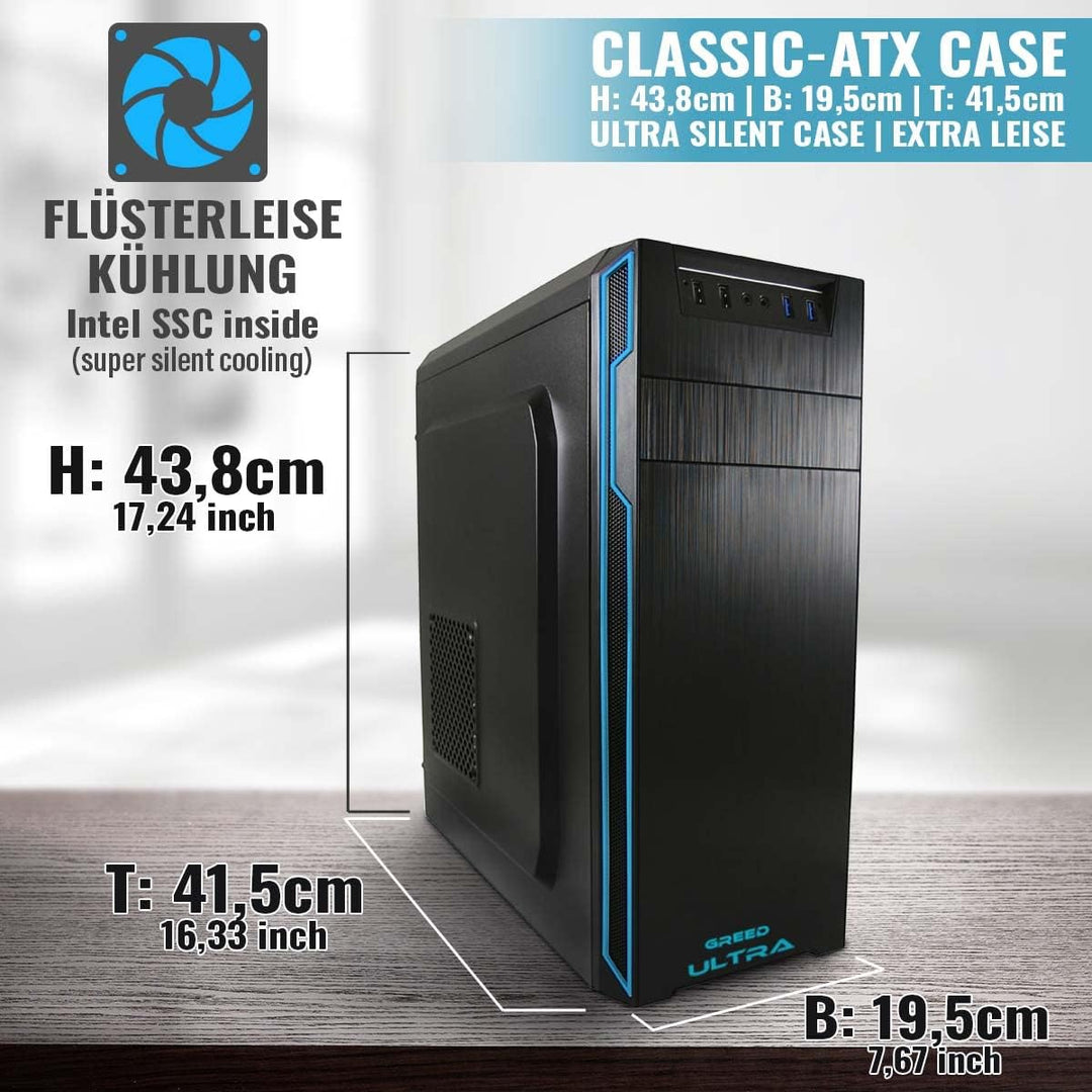 GREED® Ultra PC mit Intel Core i7 4790 - Schneller Rechner + Computer für Büro & Home Office mit 4,0