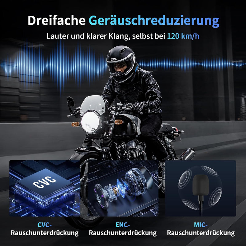 Fodsports M1-S Plus Bluetooth Motorrad Headset, Helm Headset bis zu 10 Fahrer, Universal Motorrad Ko