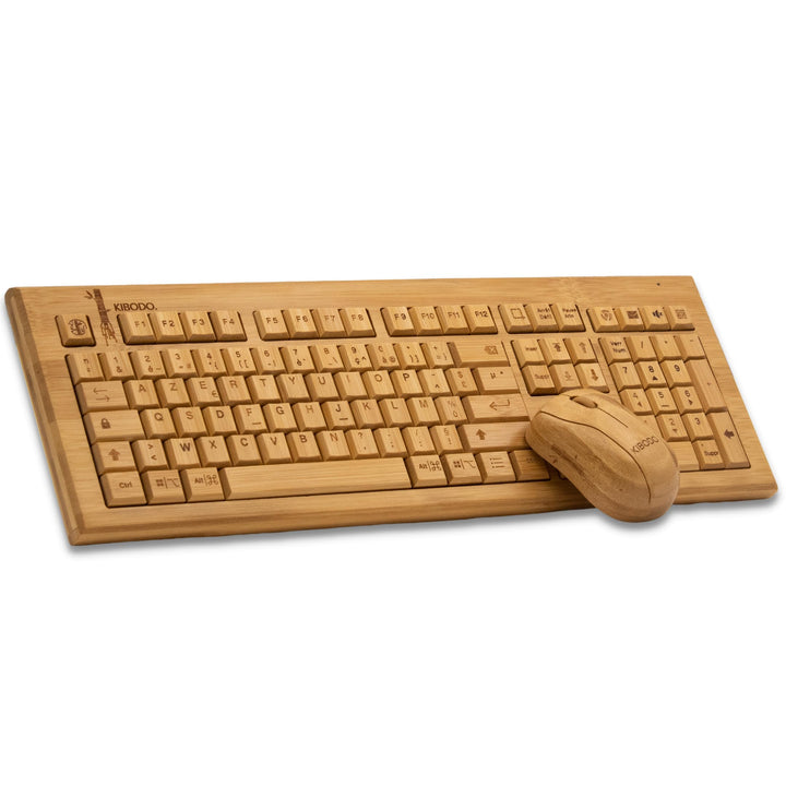 KIBODO - Bamboo Wireless Tastatur-Maus-Set, Naturholz, angenehmer Touch, einfach zu bedienen, dekora
