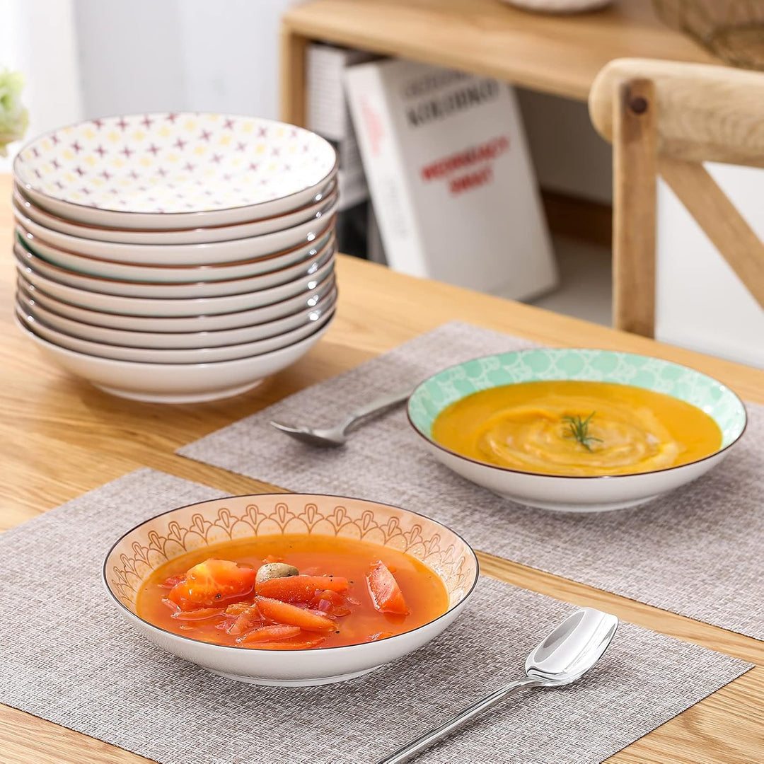 vancasso Suppenteller Porzellan, Tulip 4 teilig Tiefteller bunt, Ø 21,5 cm, Füllmenge 700 ml Geschir