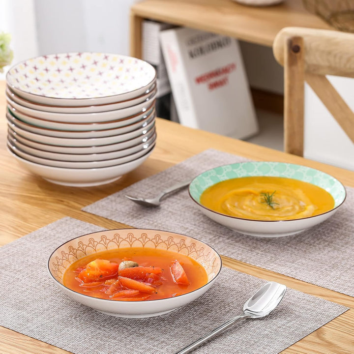 vancasso Suppenteller Porzellan, Tulip 4 teilig Tiefteller bunt, Ø 21,5 cm, Füllmenge 700 ml Geschir