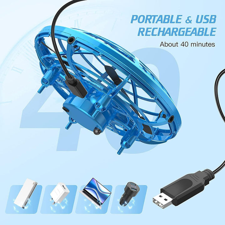 UFO Mini Drohne, UFO Flying Ball Fliegendes Spielzeug Helikopter mit 360° Rotierenden und LED für 4-