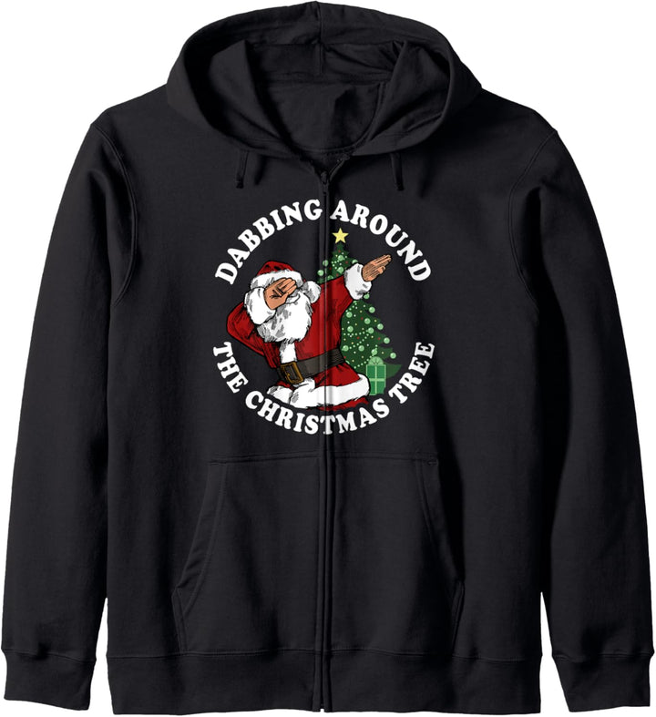 Christmas Santa Claus Dabbing Around The Christmas Tree Kapuzenjacke