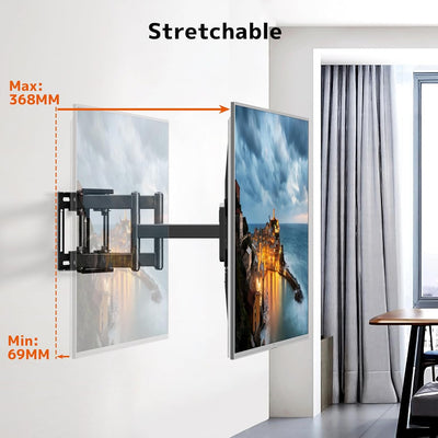PUTORSEN TV Wandhalterung, Schwenkbar Neigbar TV Halterung 32-70 Zoll (ca. 81-178 cm) Flach & Curved