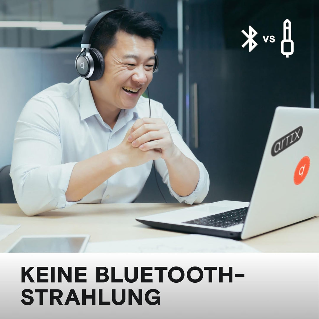 ARTIX® Kopfhörer mit Kabel und Mikrofon, Faltbar und tragbar, Premium 90% Kopfhörer Noise Cancelling