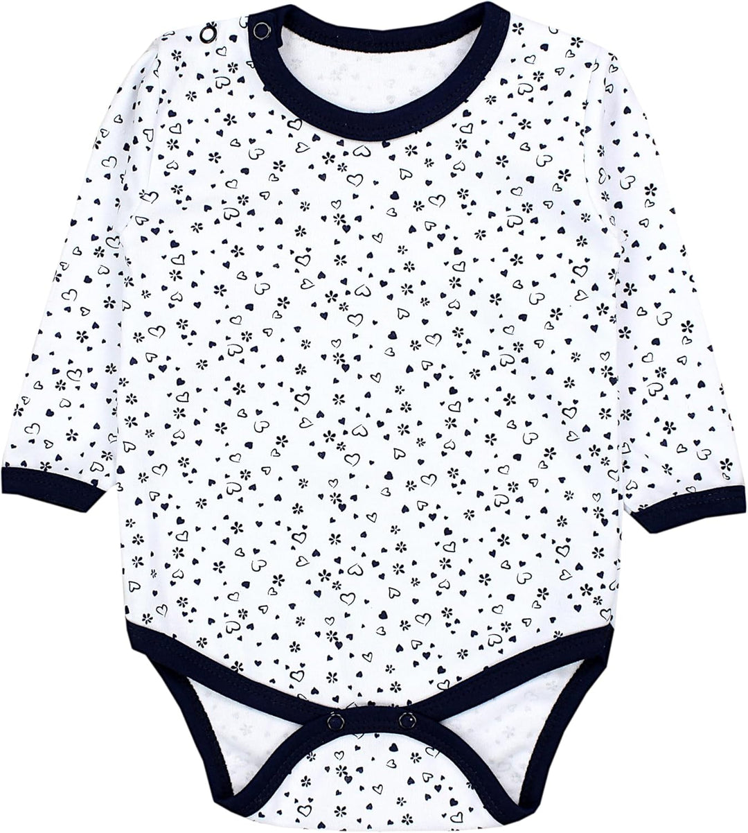 TupTam Mädchen Baby Body Langarm Unifarben 5er Pack 74 Dunkelblau Blumen Hellrosa Herzen Aprikose Bä