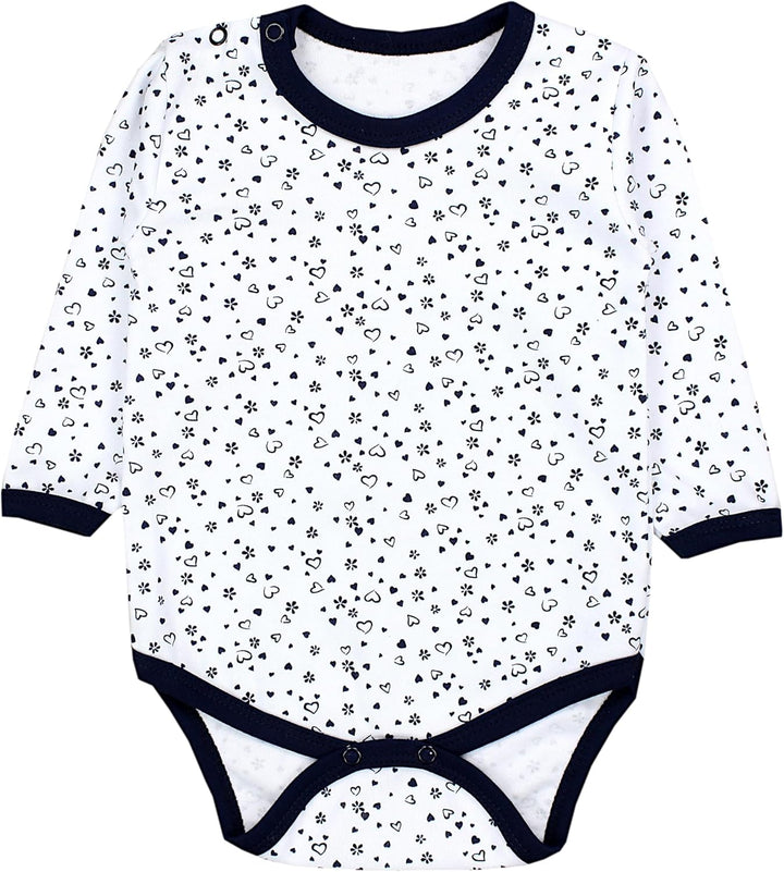 TupTam Mädchen Baby Body Langarm Unifarben 5er Pack 74 Dunkelblau Blumen Hellrosa Herzen Aprikose Bä