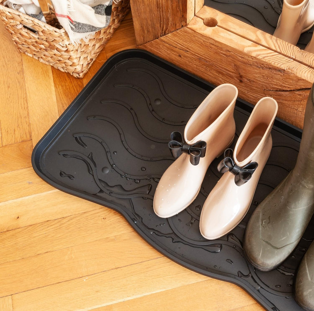 Set Schuhabtropfschale Schuhmatte wasserdichte, pflegeleicht, Kunststoffmatte schützt Böden Schuhabl