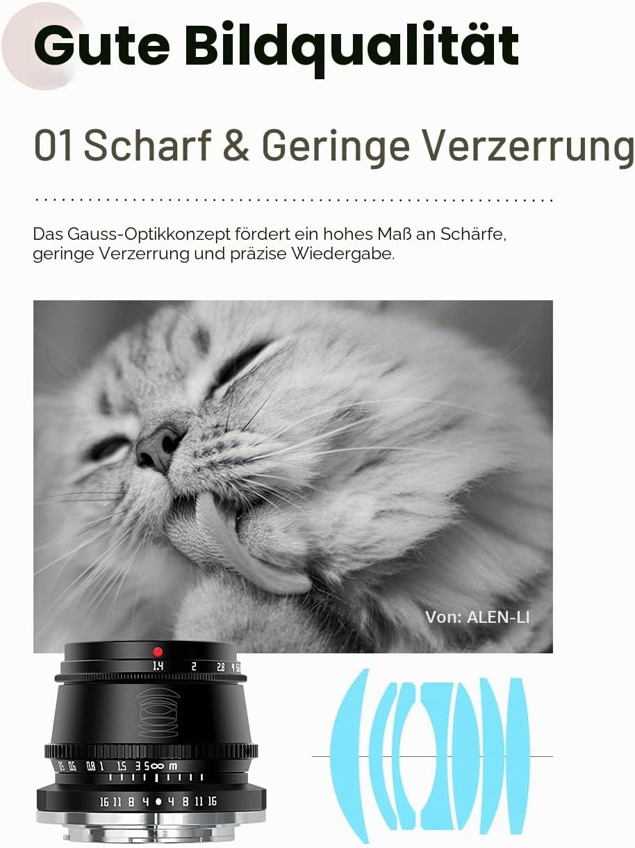 TT Artisan 35mm F1.4 APS-C Objekt Anschluss MFT Mount Black Weitwinkelobjektiv mit manuellem Fokus T
