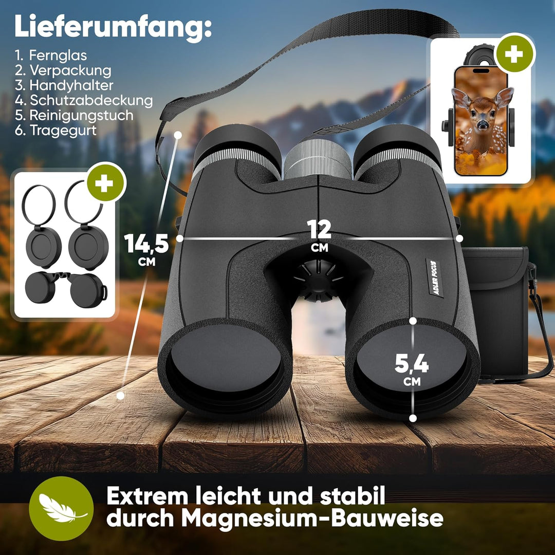 12x42 Nitro, Magnesium Fernglas mit Nitrogenfüllung, wasserdicht, Fernglas für Erwachsene, BAK4 HD P