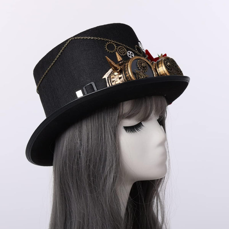 BLESSUME Steampunk Zylinder Hut mit Brille Unisex Fancy Dress (Farbe E, M) Farbe E M, Farbe E M