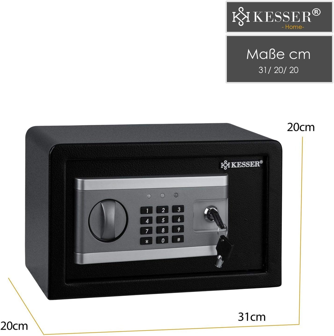 KESSER® Elektronischer Tresor | 31x20x20cm | Inkl. Batteriebox | Elektronischer Safe | 3x Doppelbolz