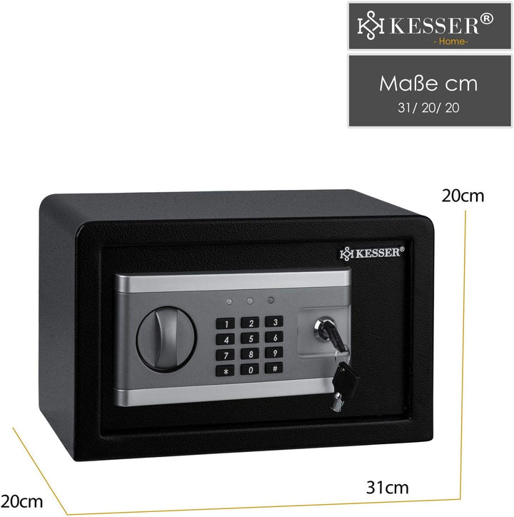 KESSER® Elektronischer Tresor | 31x20x20cm | Inkl. Batteriebox | Elektronischer Safe | 3x Doppelbolz