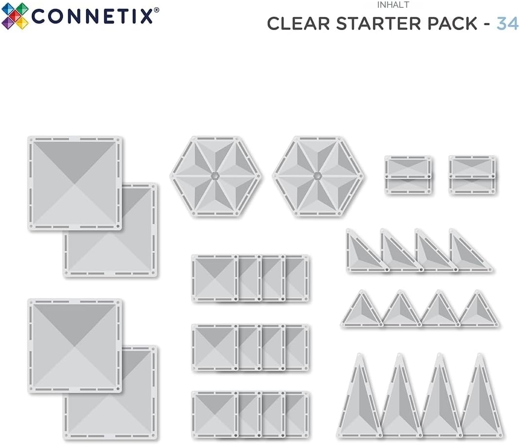CONNETIX Magnetbausteine Klar Starterpaket, 34 Stück