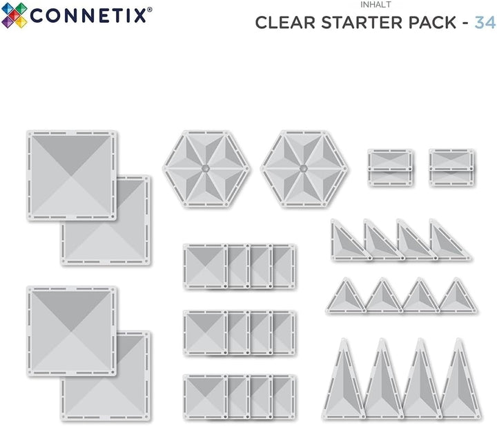CONNETIX Magnetbausteine Klar Starterpaket, 34 Stück