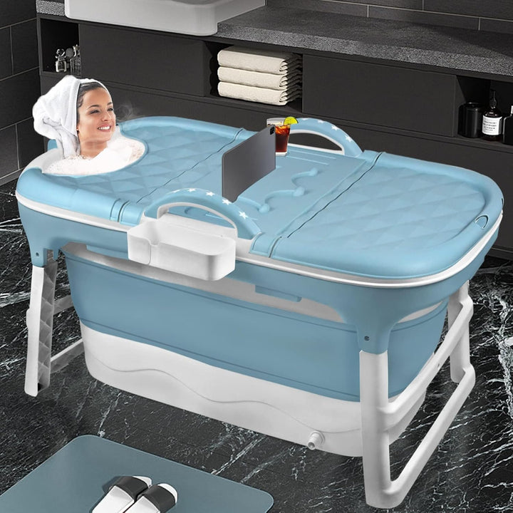 Froadp Faltbare Badewanne Erwachsene Foldable Bathtub mit Abnehmbarem Abdeckung Tragbare Faltbadewan