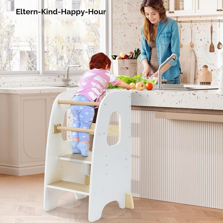 Ezebaby Lernturm ab 1 Jahr, Learning Tower, Höhenverstellbar Montessori Lernturm mit Kippschutz, Abn