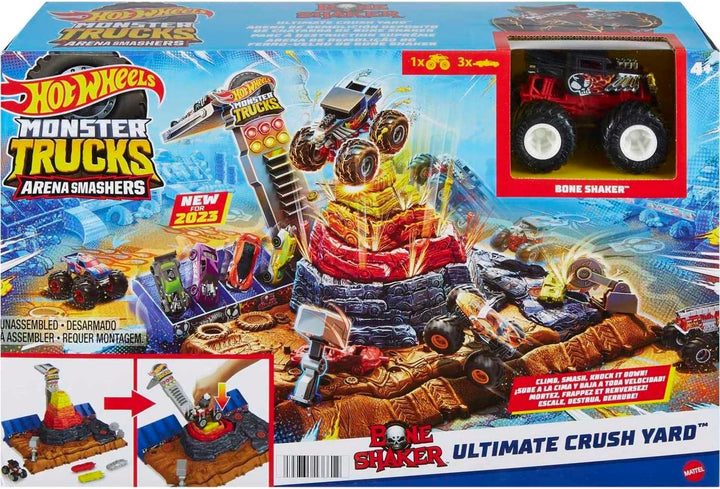 Hot Wheels Monster Trucks Arena Smashers Bone Shaker Spielset Ultimativer Schrottplatz“, enthält 1 e