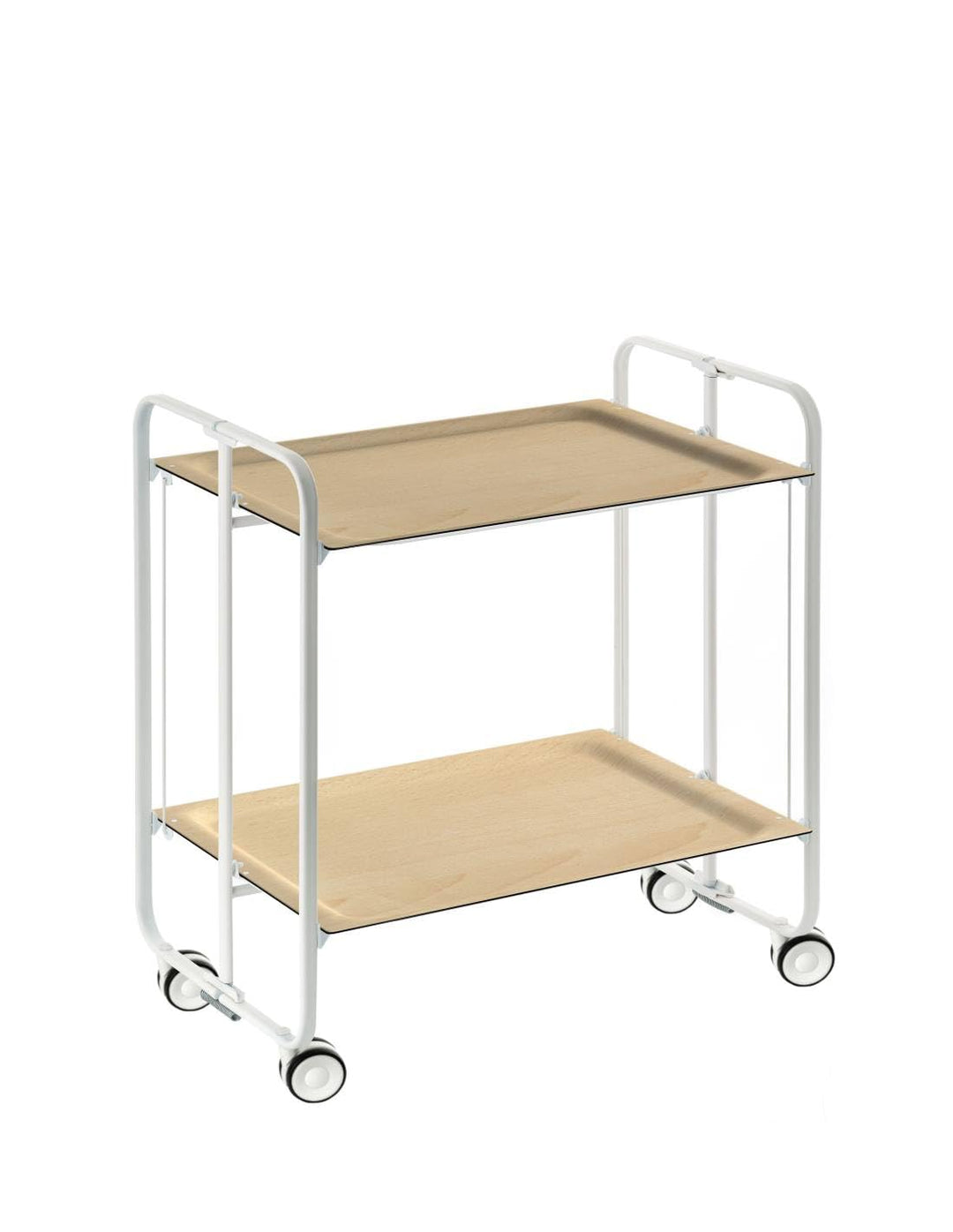 DON HIERRO - Servierwagen weiss, klappbar, 2 Böden. Rollwagen Bauhaus-Buche