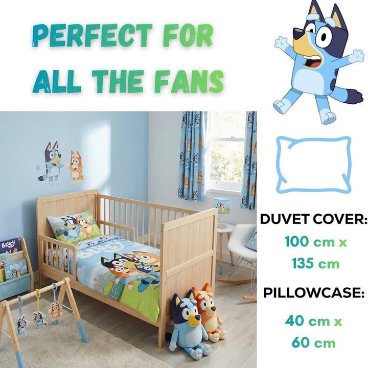 Bluey & Bingo Junior Bettwäsche-Set | Bettbezug 100x135 cm mit Kissenbezug 40x60 cm | Offizielles Bl