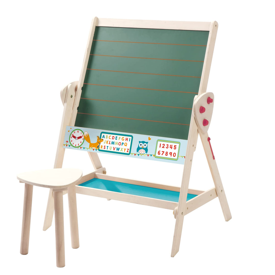 roba Tafel & Kinder-Sitz-Set, Kindertafel wandelbar zu Tisch-Stuhl-Set, Schreibtafel, Holz natur Sta