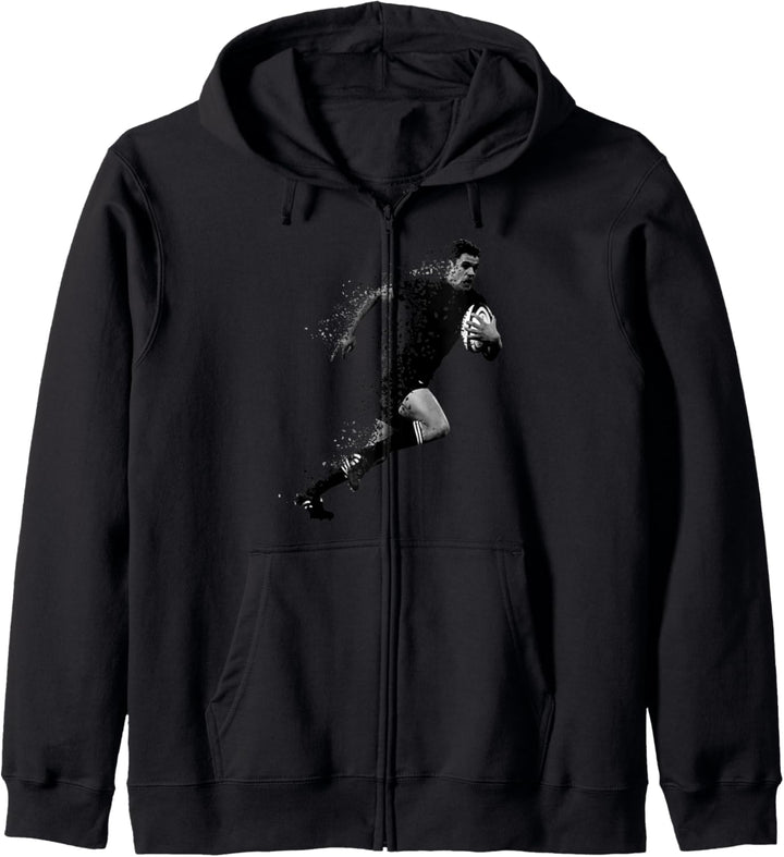 Rugby-Spieler Fotografie Kunst - Laufen mit Ball - Rugby Fan Kapuzenjacke