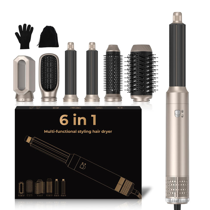 6 in 1 Hairstyler, 1000w Professioneller Haarstyler Föhn, 30mm Lockenstab Warmluft Curler, All in On