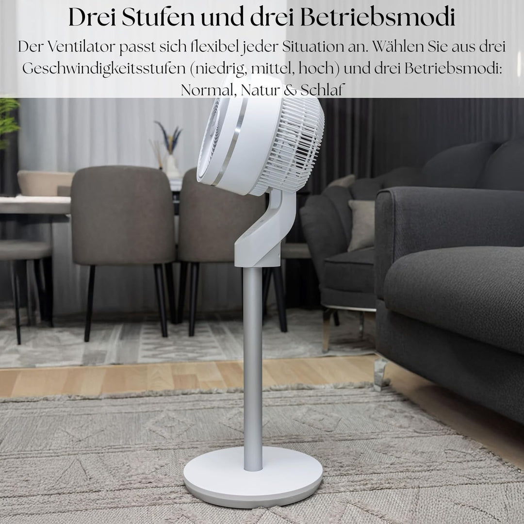 Zilan Standventilator leise mit Fernbedienung kraftvoller Ventilator mit Timer 60W energiesparend 3