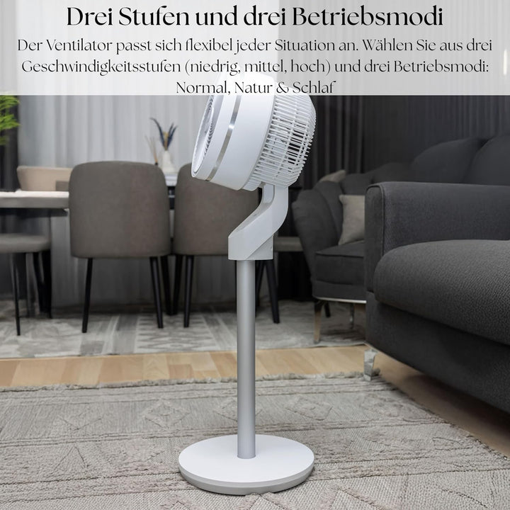 Zilan Standventilator leise mit Fernbedienung kraftvoller Ventilator mit Timer 60W energiesparend 3