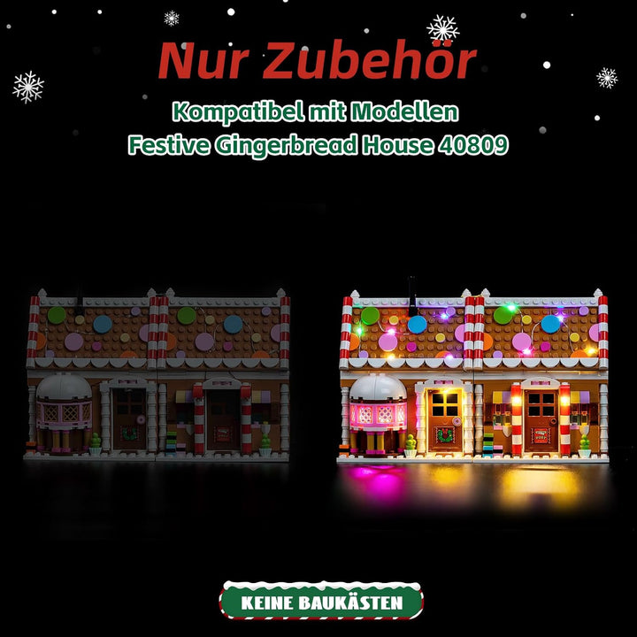 Fernbedienung Licht-Kit Kompatibel mit Lego 40809 Festive Gingerbread House (Kein Modell), Led Beleu