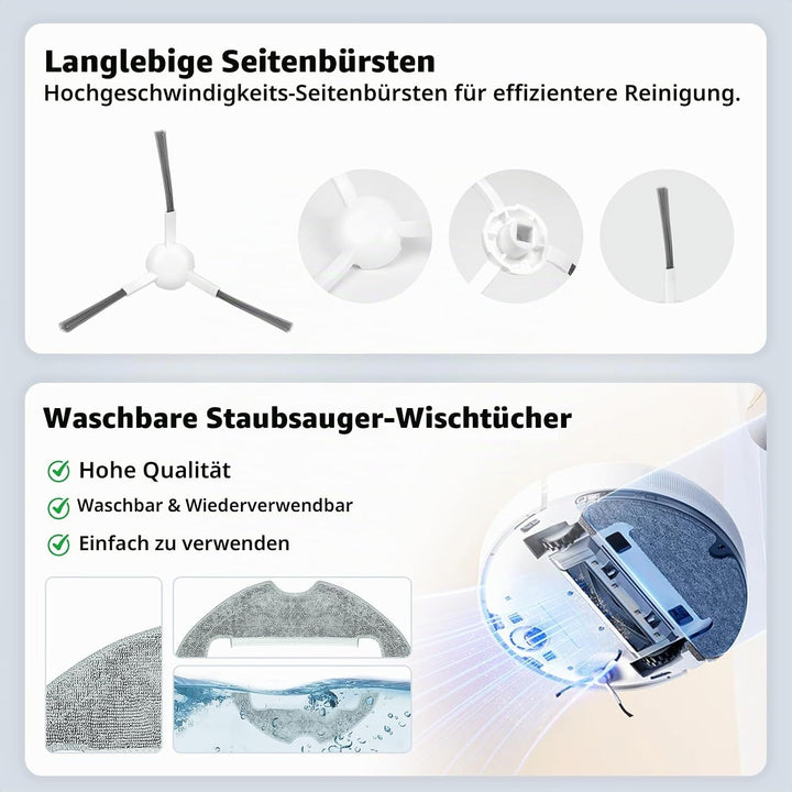 Zubehör Ersatz für Dreame D10 Plus Gen 2 Saugroboter, 1 Hauptbürste, 2 HEPA Filter, 4 Seitenbürsten,