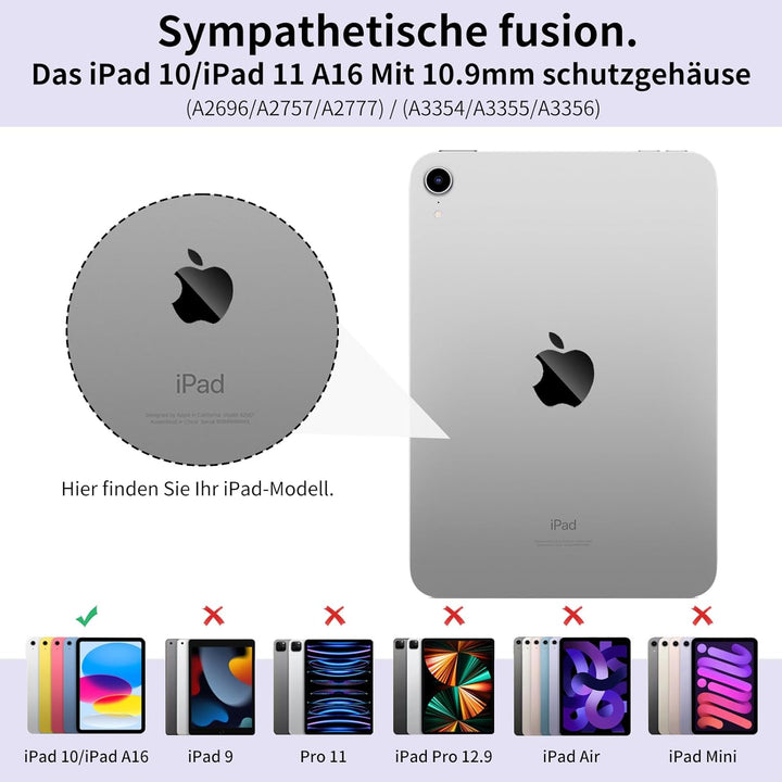 SZPCGC Hülle mit Tastatur für iPad A16 11/10 Generation (2025/2022, 11/10.9 Zoll) - 7 Farben Beleuch
