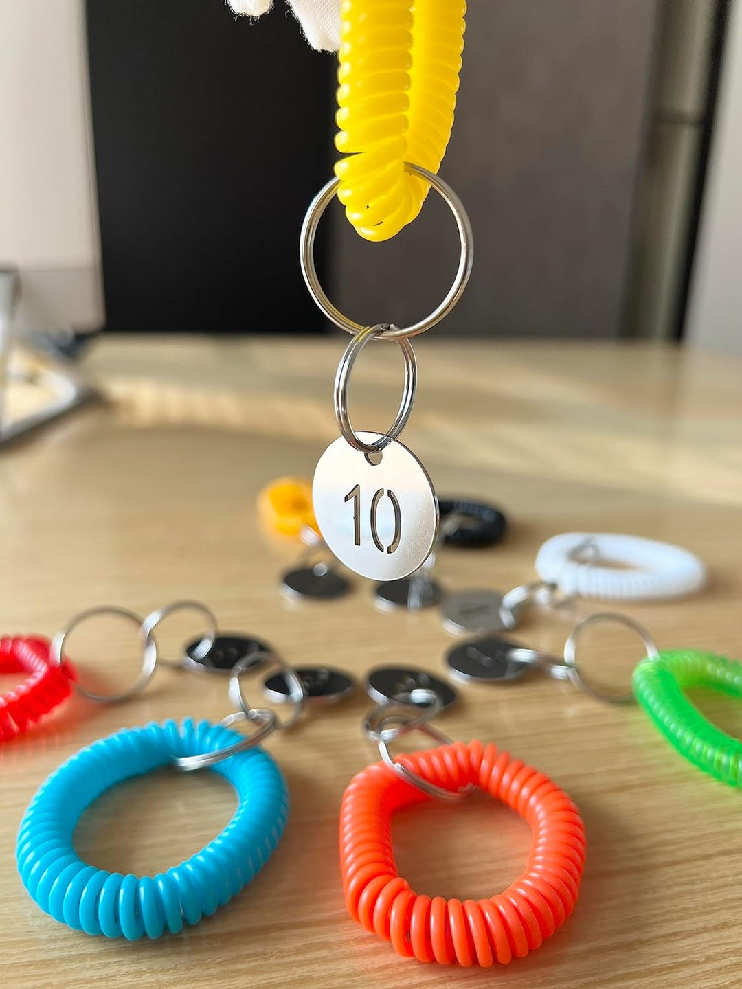 304 Stainless Steel Key Tags with Ring 100 pcs, 25mm Hollowed Number ID Tags Key Chain, Numbered Key