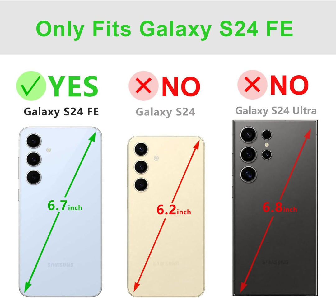 LENSUN Handyhülle für Samsung Galaxy S24 FE Echtleder, Hülle [Echtes Leder][Bookstyle][Kartenfächer]