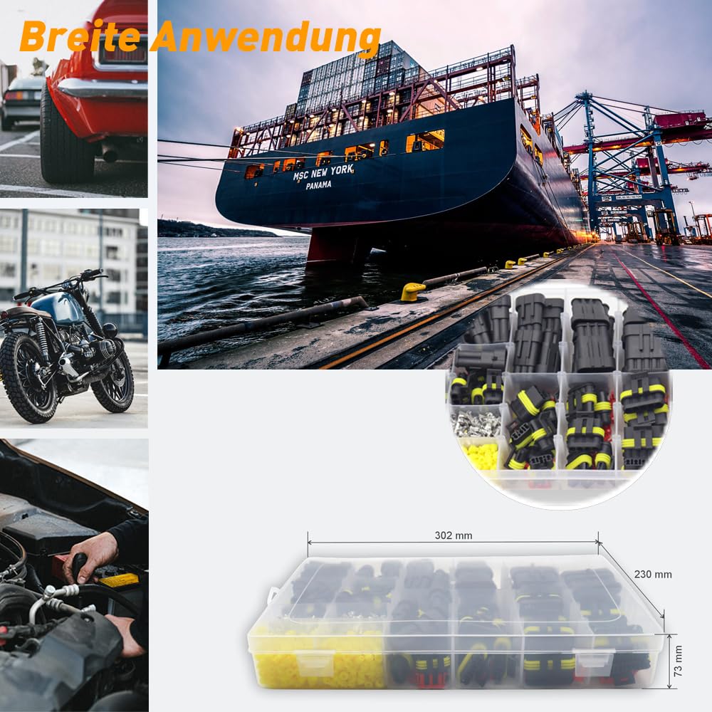 DIYoung 796 Stück Auto Wasserdichte KFZ Kabel Steckverbinder, 12V Wasserdichte Stecker, kfz Stecker