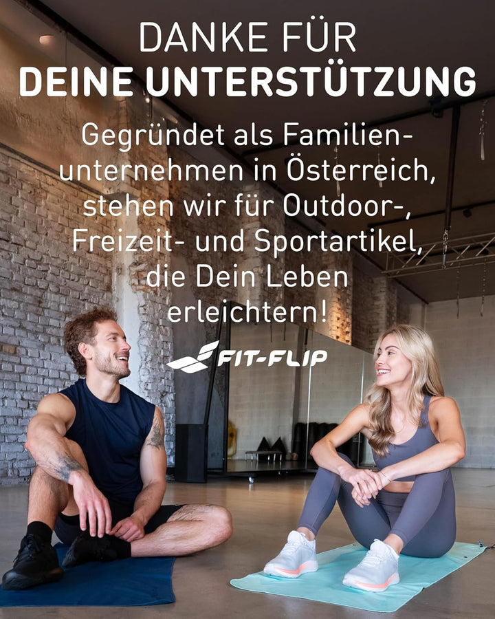 Fit-Flip Fitness Handtuch aus Mikrofaser kompakt und schnelltrocknend | mit Magnet und Reissverschlu
